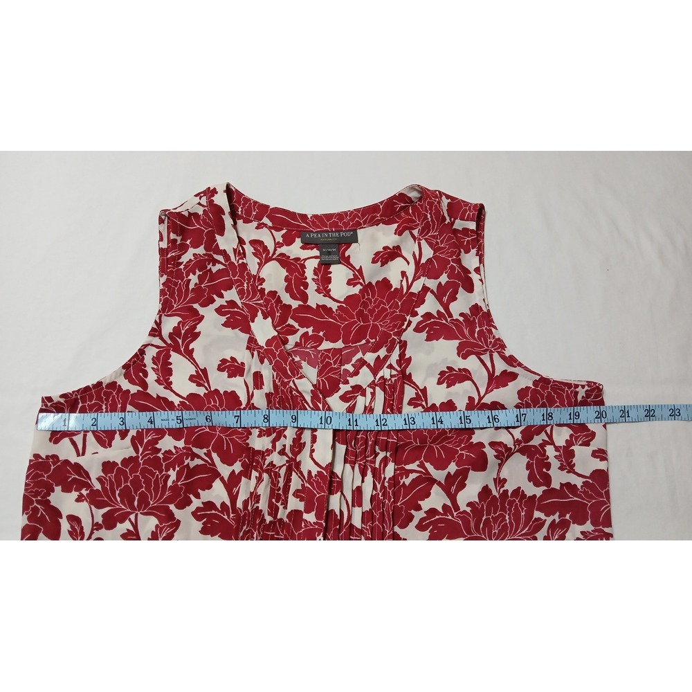 Pea In The Pod Women's Maternity Blouse Red‎ & White Floral Pleated Size Medium - Picture 7 of 8